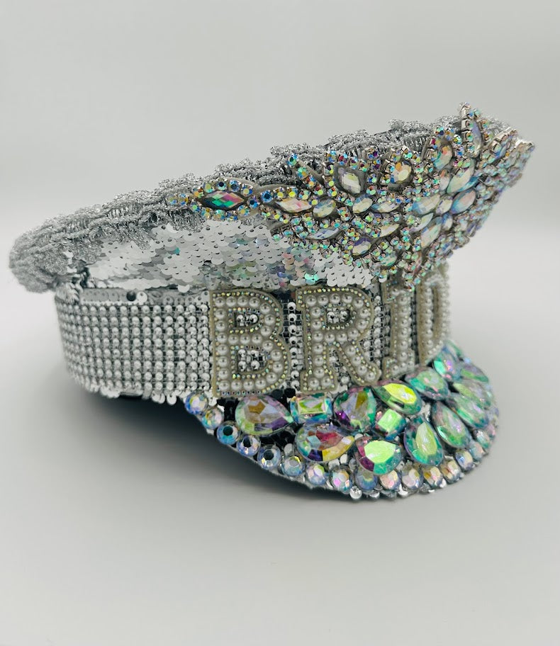 White Sequenced Captain's BRIDE Hat