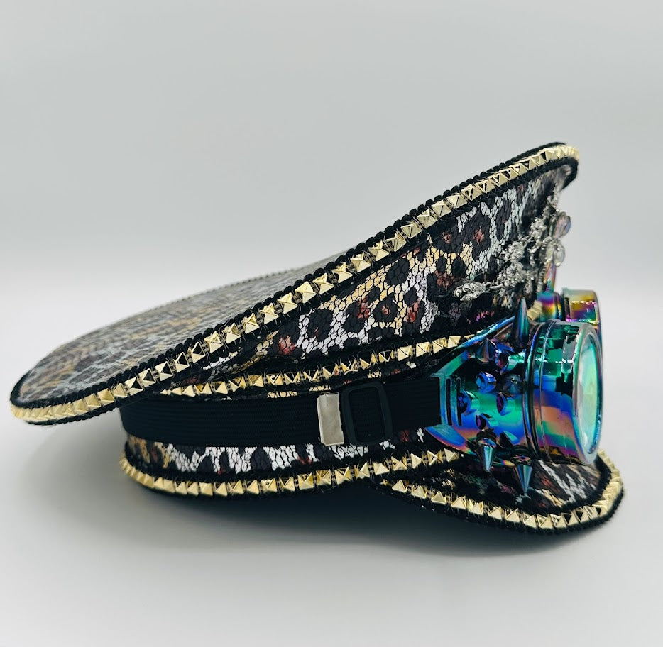 Cheetah Print Sequenced Captain Hat